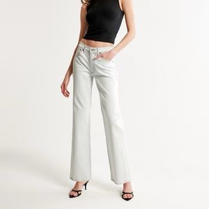 Abercrombie Curve Love Baggy Mid Rise Jeans - Super Light with Back Destroy